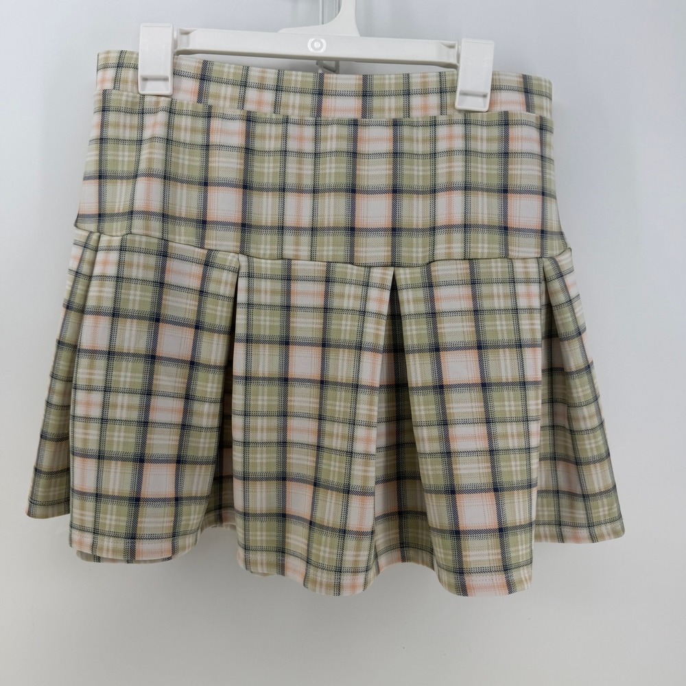 No Comment Skirt Womens XL Green‎ Plaid Pleated Mini Preppy Academia Core Preppy